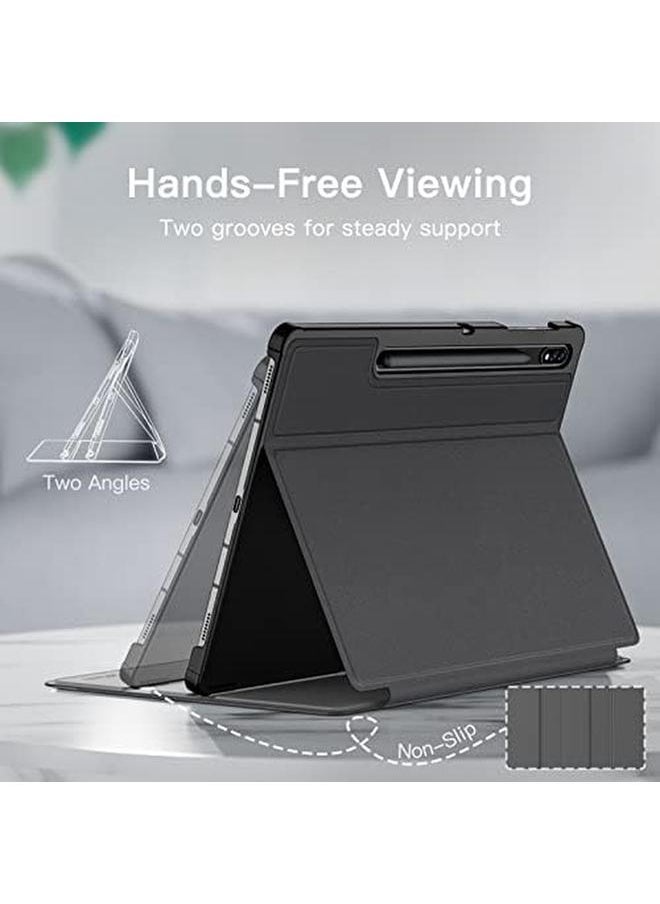 Jetech - Case For Samsung Galaxy Tab S8 Plus 2022 S7 Fe 2021 S7 Plus 2020 12.4 Inch With S Pen Holder Slim Folio Stand Protective Tablet Cover Multi Angle Viewing Black - Image 1