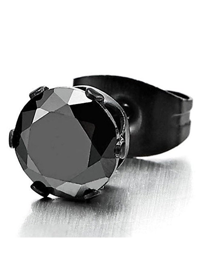 COOLSTEELANDBEYOND 3-8MM Black Cubic Zirconia Mens Ladies Black Stud Earrings Stainless Steel, 1 Pair black - Image 3