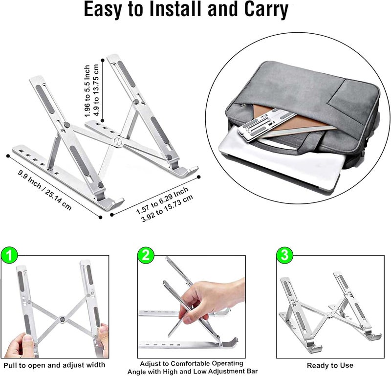 Aluminium Laptop Stand - Adjustable Portable Holder for 10-15.6" Laptops - Image 5