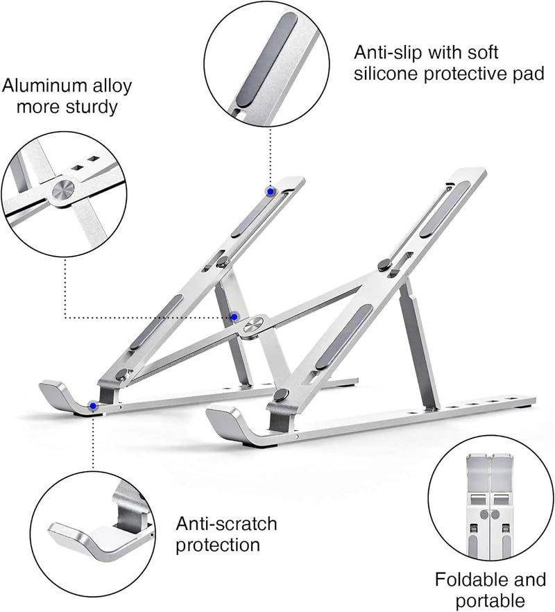 Aluminium Laptop Stand - Adjustable Portable Holder for 10-15.6" Laptops - Image 3