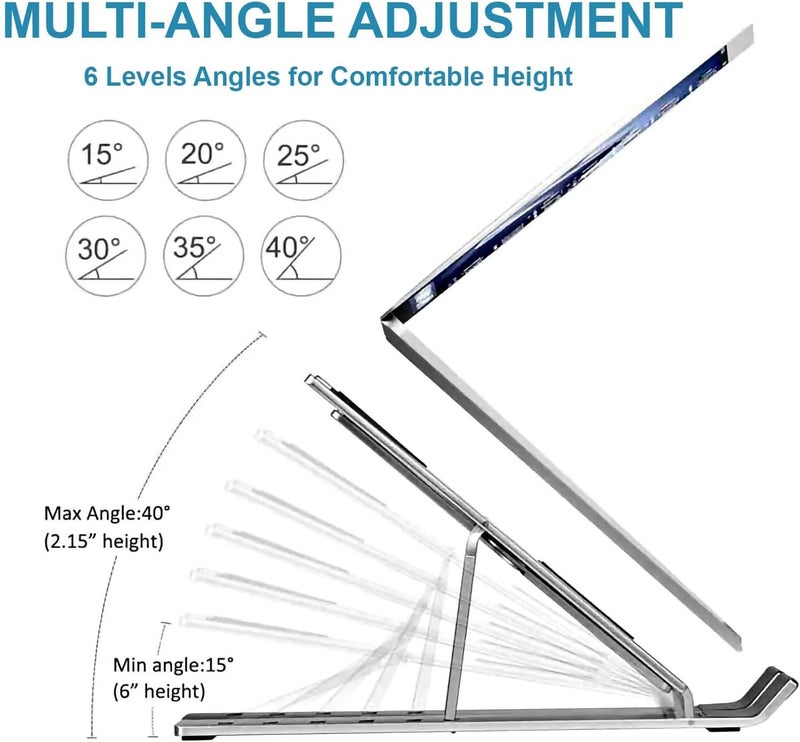 Aluminium Laptop Stand - Adjustable Portable Holder for 10-15.6" Laptops - Image 4