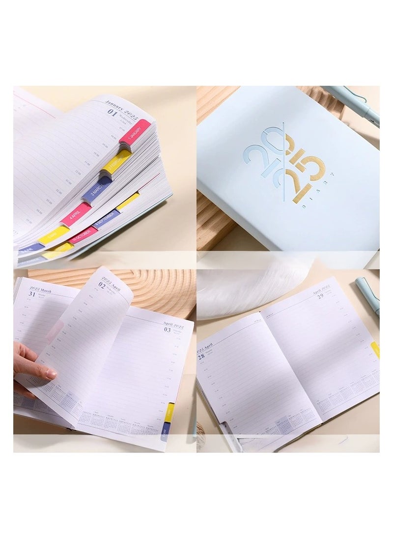 Generic 2025 Planner Diary Notebook Academic Calendar Monthly Weekly Daily Planner A5 Lined Leather Hardcover Notebook Premium Thick Paper Suitable for Office Home School Writing Staff Student Gift  - Image 4