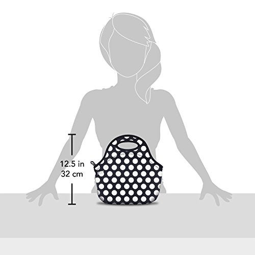 BUILT Gourmet Getaway Soft Neoprene Lunch Tote Bag - Lightweight, Insulated and Reusable, One Size, Big Dot Black & White - Image 3