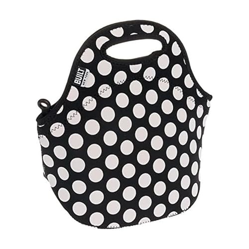 BUILT Gourmet Getaway Soft Neoprene Lunch Tote Bag - Lightweight, Insulated and Reusable, One Size, Big Dot Black & White - Image 1