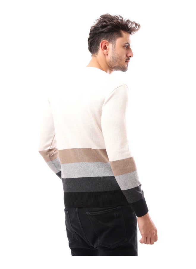 Andora - V-Neck Slip ON Patterned Pullover_Multicolour - Image 1