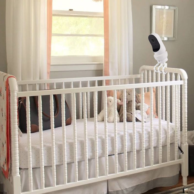 wochel Flexible Tripod Baby Monitor Mount for Owlet Cam and Owlet Cam 2, Attach Your Baby Camera Wherever You Like Without Tools or Wall Damage - White - Image 3