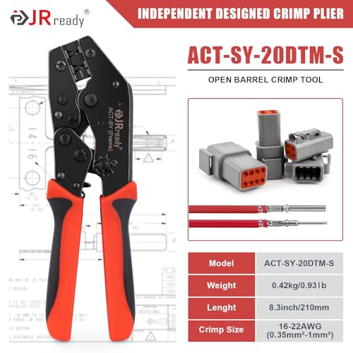 JRready Deutsch Crimp Tool DTM 20 Stamped Contacts ACTSY20DTMS Deutsch Open Barrel Terminal Crimping Tool DTM Connector Kit 1622AWG - Image 3