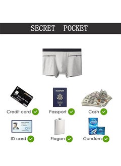 Excefore Men's Hidden Pocket Underwear, 3 Pcs Mens Underwear Boxer Briefs Breathable Soft Moisture-Wicking, Panties Travel Boxer Briefs with Secret Hidden Pocket for Men (L)  - Image 4