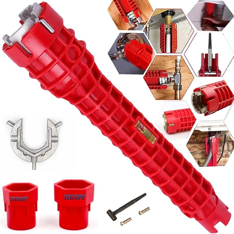 HDWY 8 in 1Multifunctional Kitchen Faucet Sink Basin Wrench, Kitchen Drain Tub Removal nut Plumbing Plumber for Tight Spaces Installation and Repairs Tools - Image 1