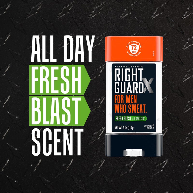 Right Guard جل مضاد للتعرق ومزيل للعرق Right Guard Xtreme Defense | حماية 5 في 1 للرجال | يمنع العرق لمدة أطول مرتين | التحكم في الرائحة لمدة 72 ساعة | رائحة منعشة، 4 أونصة (4 قطع) - Image 4