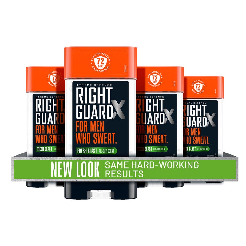 Right Guard جل مضاد للتعرق ومزيل للعرق Right Guard Xtreme Defense | حماية 5 في 1 للرجال | يمنع العرق لمدة أطول مرتين | التحكم في الرائحة لمدة 72 ساعة | رائحة منعشة، 4 أونصة (4 قطع) - Image 1