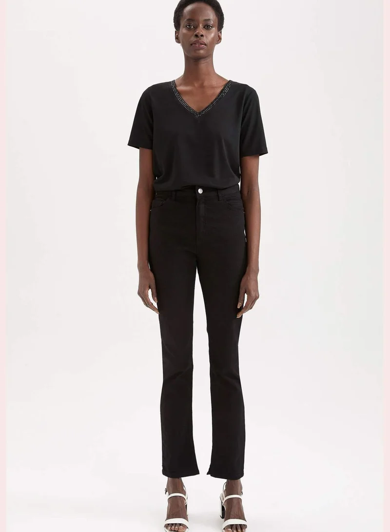 DeFacto Regular Hem Short Sleeve V Neck T-Shirt