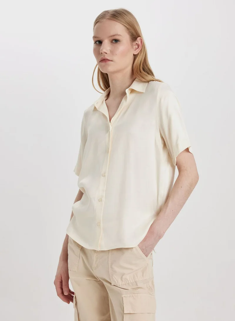 DeFacto Regular Fit Shirt Collar Satin Short Sleeve Shirt