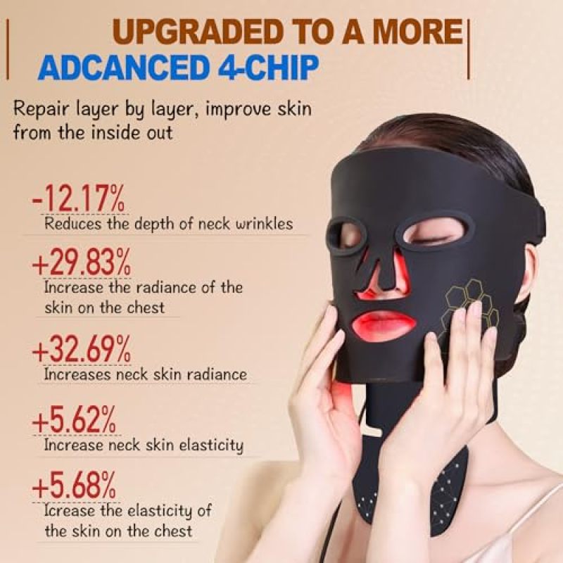Infrared Face Mask with 850nm Deep Near-Infrared Penetration for Skin Rejuvenation - Cordless Rechargeable LED Face Mask with 4 Modes for Face Neck Treatment in Home Skincare Routine - Image 3