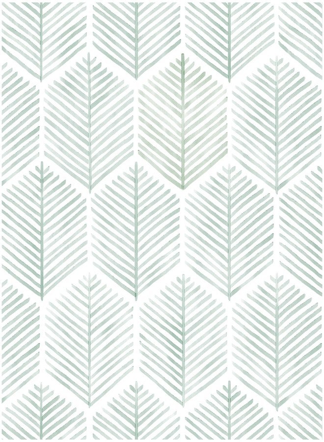 OSECAGE Modern Peel and Stick Wallpaper 17.3''×78.7'' Geometric Wallpaper Boho Contact Paper Green and White Self-Adhesive Wallpaper Removable Decorative Wallpaper for Bedroom Bathroom Cabinets Decor Vinyl - Image 1