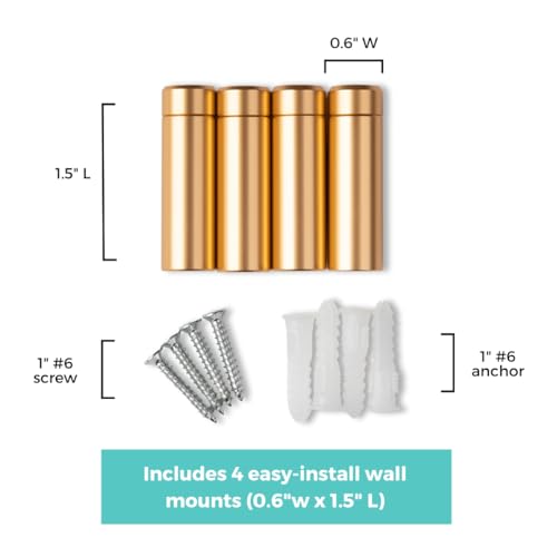 Wexel Art 1.5" Gold Stainless Steel Mounting Hardware for Acrylic Floating Frames (Pack of 4) - Image 2