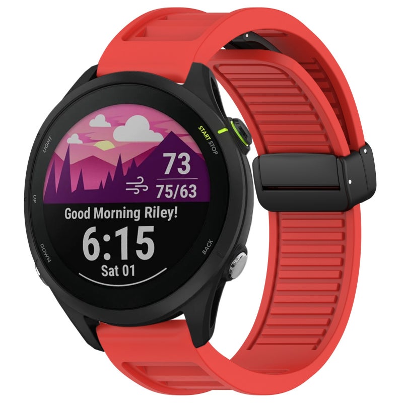 S-TOP For Garmin Forerunner 255 Music 22mm Foldable Magnetic Buckle Silicone Watch Band(Red) - Image 1