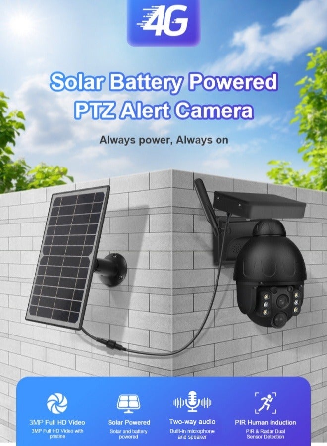 4K 8MP Solar Camera PTZ 12X Zoom 4G SIM /WIFI Security Outdoor Camera Humanoid Tracking Color Night Vision Metal Camera - Image 1