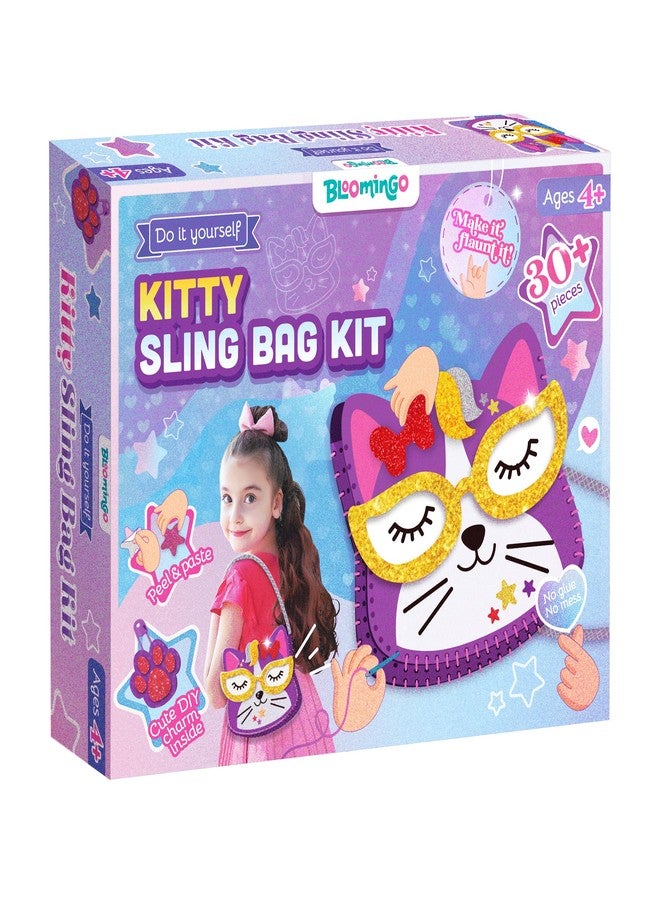 Bloomingo DIY Kitty Bag Kit for Girls - Adorable Skill-Building Gift for Birthdays | Child-Safe Sewing Kit to Make a Cute Sling Bag | Encourages Creativity, Focus & Imagination | Fun Craft | Ages 4+ - Image 1