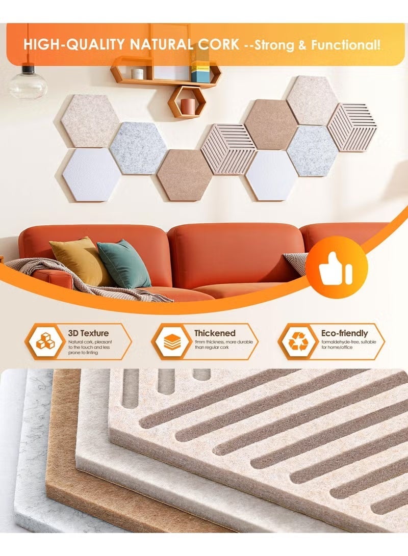 DPTER 8-Pack Self-Adhesive Cork Board Strips with 50 Pushpins, Camel 33x5 cm, Wall Bulletin Board for Notes and Photos - Image 3