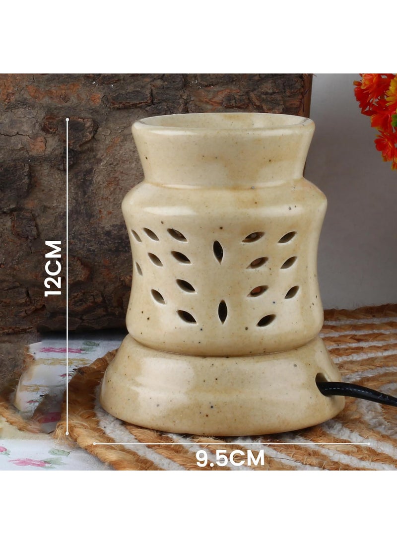 DECOVAA DECOVAA Electric Handcrafted Ceramic Aroma DiffuserAromatherapy Essential Oil DiffuserAroma Oil BurnerDiffuser for Home Decor and Fragrance with 10 ml Scented Oil Cinnamon Fragrance Brown  - Image 4