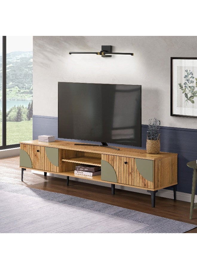 Home Box Large TV Unit in Natural Wood Finish for Living Room - Image 1