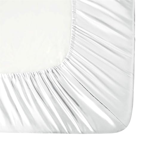 Ersmak Silk Satin Fitted Sheet, Soft Deep Pocket Bottom Luxury King Fitted Sheet, Wrinkle Free, Breathable, Fade Resistant - Ivory White - Image 4