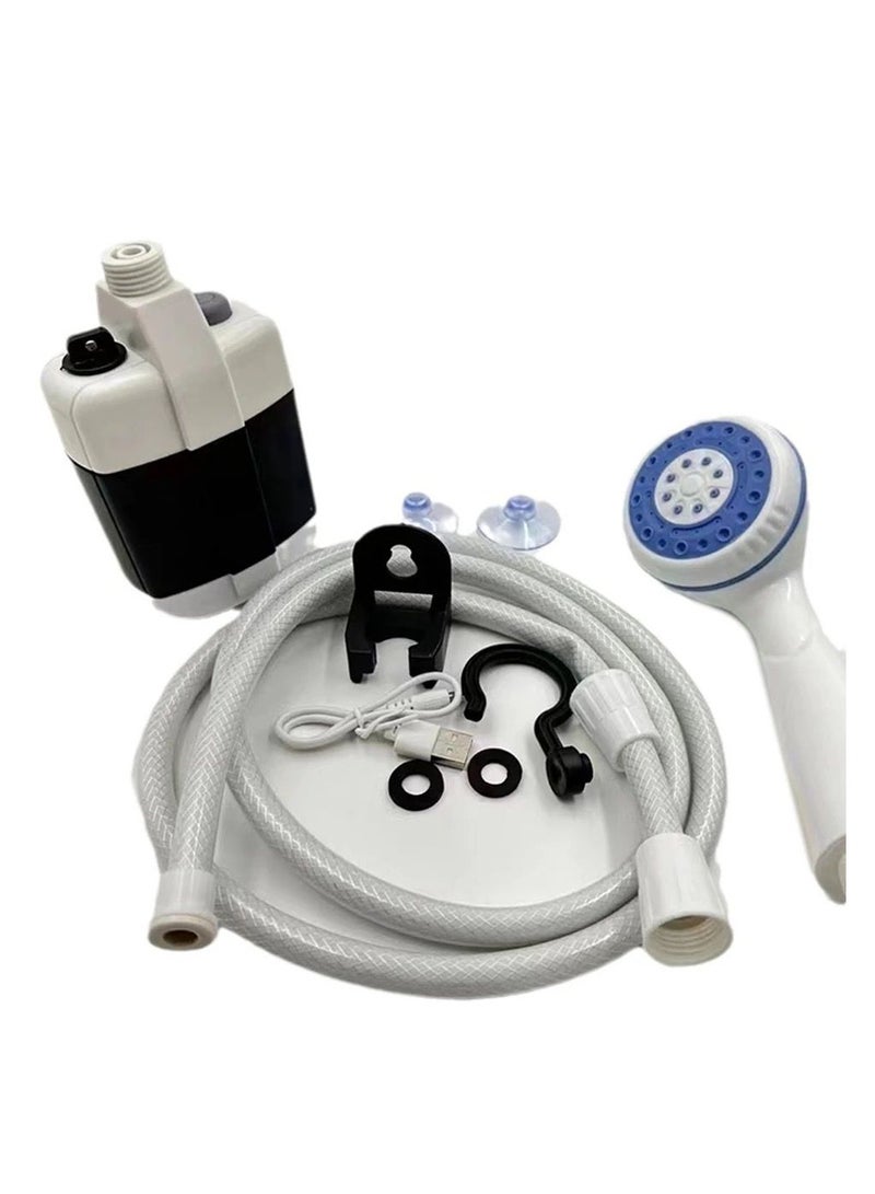 دش محمول للتخييم في الهواء الطلق - رأس دش قابل لإعادة الشحن يعمل بالبطارية، يضخ الماء من أي دلو من أجل تدفق ثابت ولطيف - Image 2