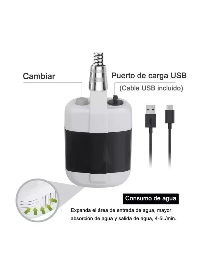 دش محمول للتخييم في الهواء الطلق - رأس دش قابل لإعادة الشحن يعمل بالبطارية، يضخ الماء من أي دلو من أجل تدفق ثابت ولطيف - Image 3