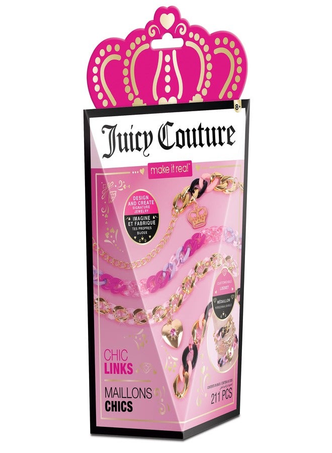 Make It Real Juicy Couture: Chic Links - 211 pcs, DIY Jewelry Kit, Design & Create Signature Jewelry, Customizable Locket, Tweens, Girls & Kids Ages 8+ - Image 1