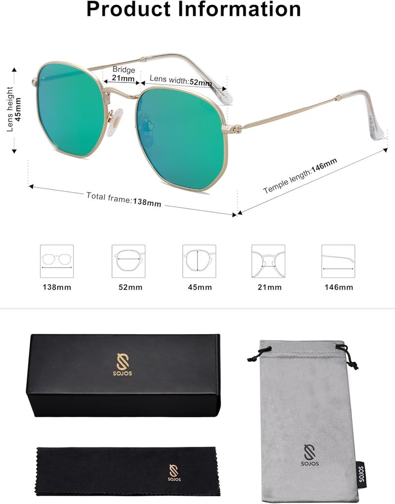 Sojos Square Polarized Sunglasses for Women Men Small Hexagonal Polygon Shades SJ1072 - Image 5