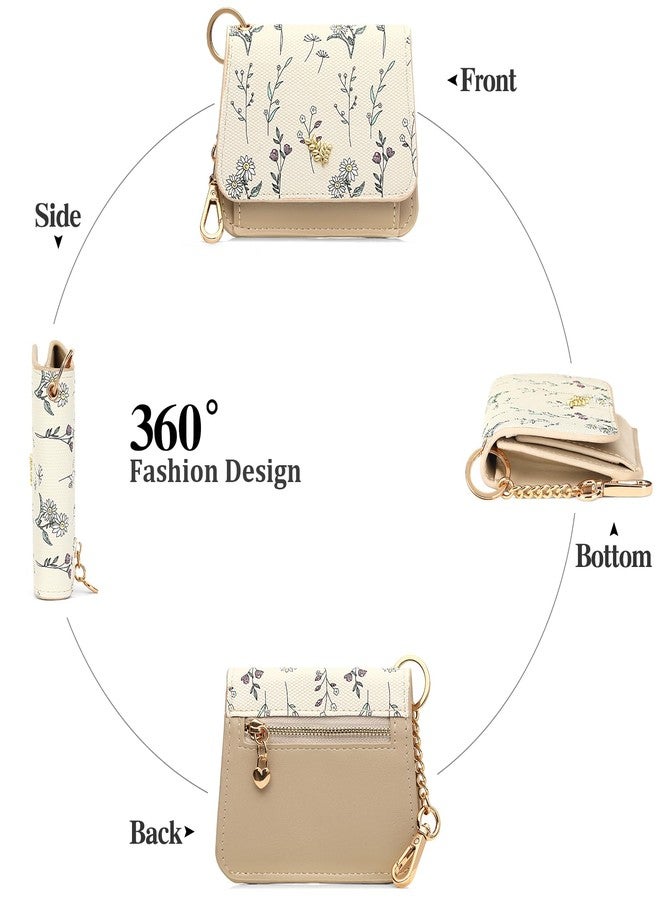 GAEKEAO Small Wallet for Women RFID Blocking Slim Keychian Wallet Floral Vegan Leather Card Holder with Zip Pocket ID Window - Image 4