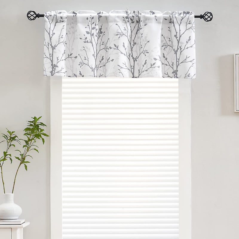 Luvyohmee Tree Branch Printed Curtain Valance  18 inches long Window Treatment Valance  Grey Window Valances for Kitchen  Bathroom  Dining Room  Living Room  Bedroom and Kids room  2 Panels - Image 4