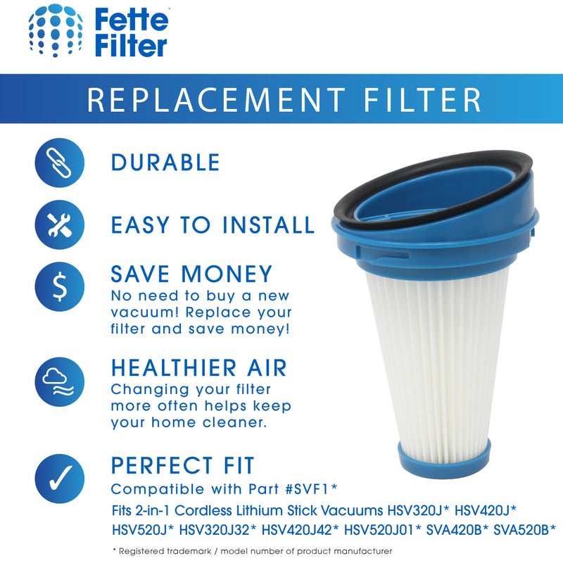 Fette Filter فلتر فيت - 6 عبوات بديلة لمرشحات حاوية الغبار للمكنسة الكهربائية بلاك آند ديكر SVF11 تناسب المكانس اللاسلكية الليثيوم 2 في 1 HSV320J HSV420J HSV520J HSV320J32 HSV420J42 HSV520J01 SVA420B SVA520B - Image 4