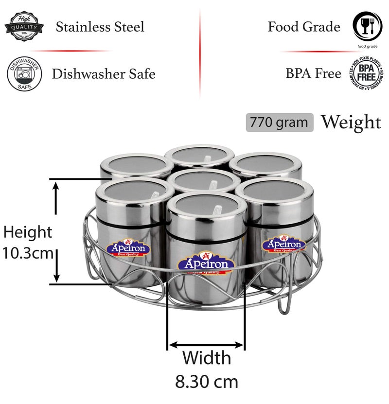 Apeiron Stainless steel Spice Box |Spice Container | Masala Dabba| Thread dabba | Dry Fruit Box | Kitchen Container | Storage Box | Storage 175 ml each Container 7 pcs Spice Set of 2… - Image 3