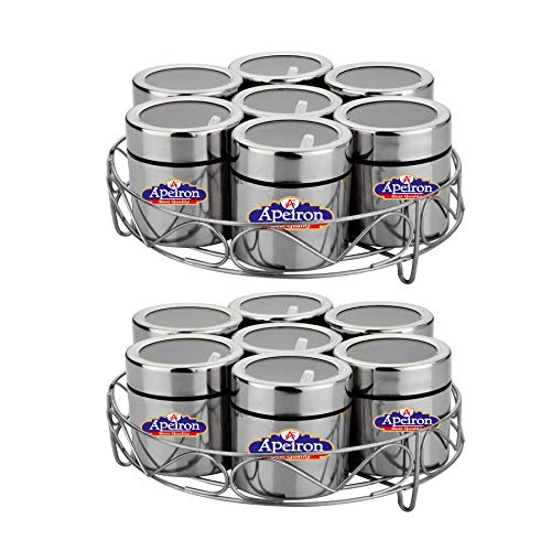 Apeiron Stainless steel Spice Box |Spice Container | Masala Dabba| Thread dabba | Dry Fruit Box | Kitchen Container | Storage Box | Storage 175 ml each Container 7 pcs Spice Set of 2… - Image 1