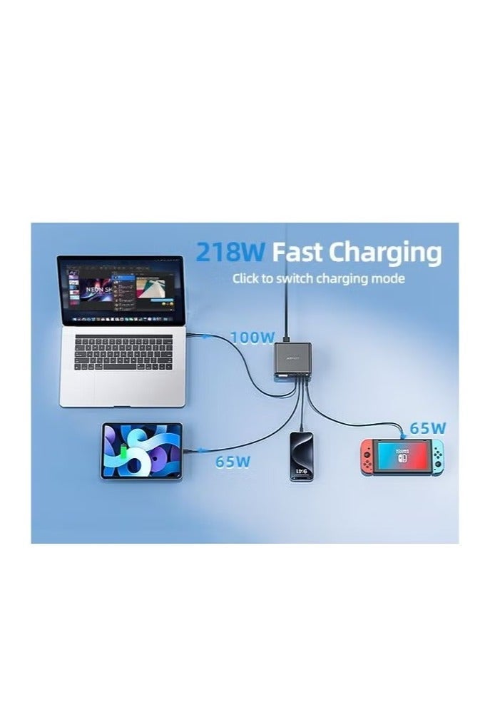 ACEFAST 200W USB-C Charging Station – 6-Port Fast Charger Hub with PowerIQ Technology - Image 4