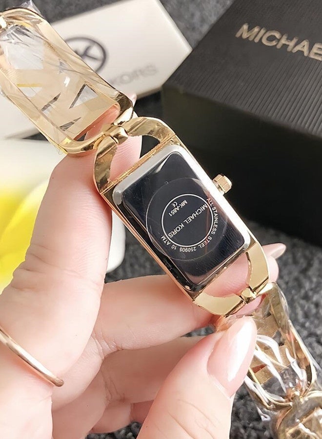 MK Morse MK Michael Kors Classic Women's Fashion Multi functional Alloy rectangle Quartz Watch Stainless Steel Strap - Image 5