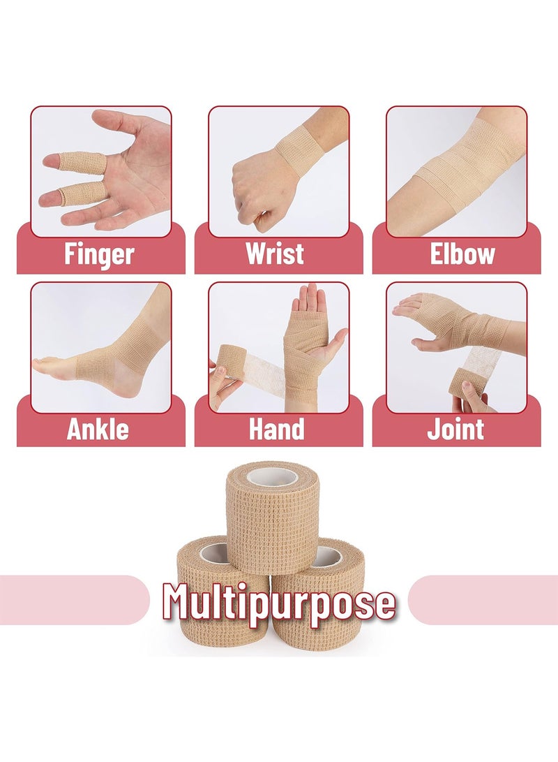 6 Pack Self Adhesive Bandage Wrap, 2'' x 5 Yards, Cohesive Bandages, Medical Wrap, Elastic Bandage Wrap, Self Sticking Bandage Tape, Skin Colored - Image 3