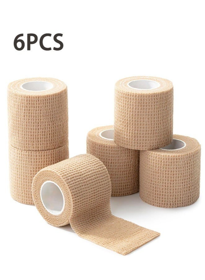 6 Pack Self Adhesive Bandage Wrap, 2'' x 5 Yards, Cohesive Bandages, Medical Wrap, Elastic Bandage Wrap, Self Sticking Bandage Tape, Skin Colored - Image 1