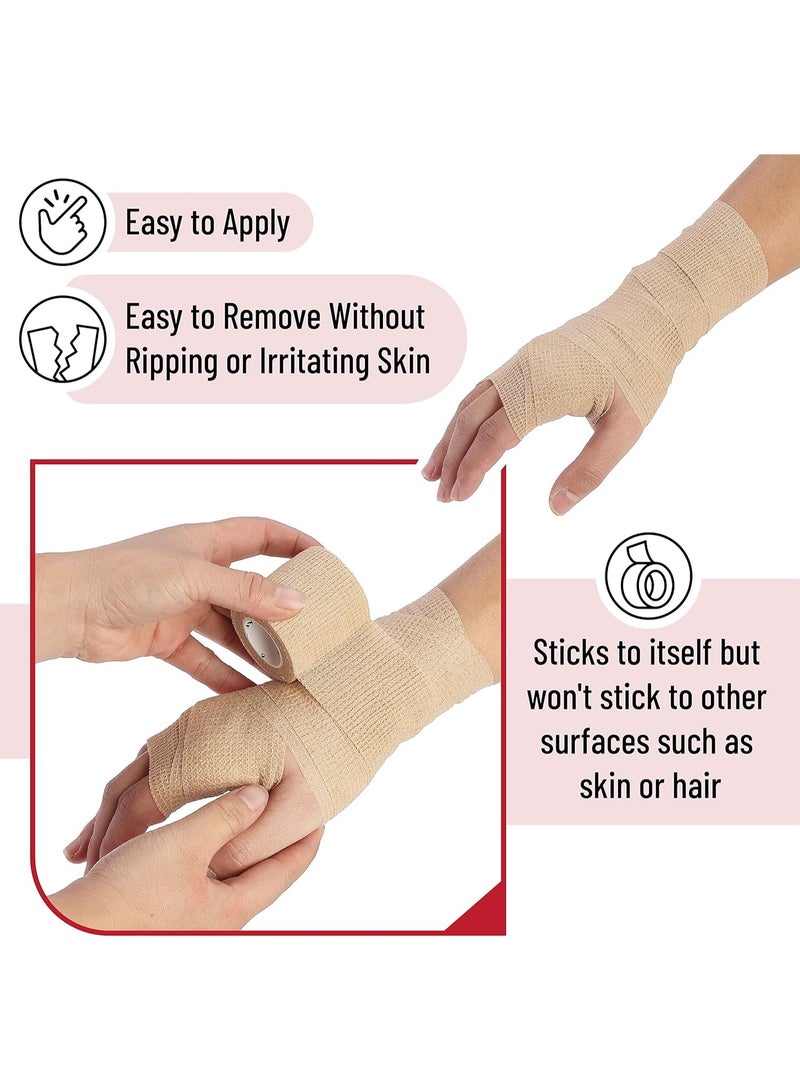 6 Pack Self Adhesive Bandage Wrap, 2'' x 5 Yards, Cohesive Bandages, Medical Wrap, Elastic Bandage Wrap, Self Sticking Bandage Tape, Skin Colored - Image 4