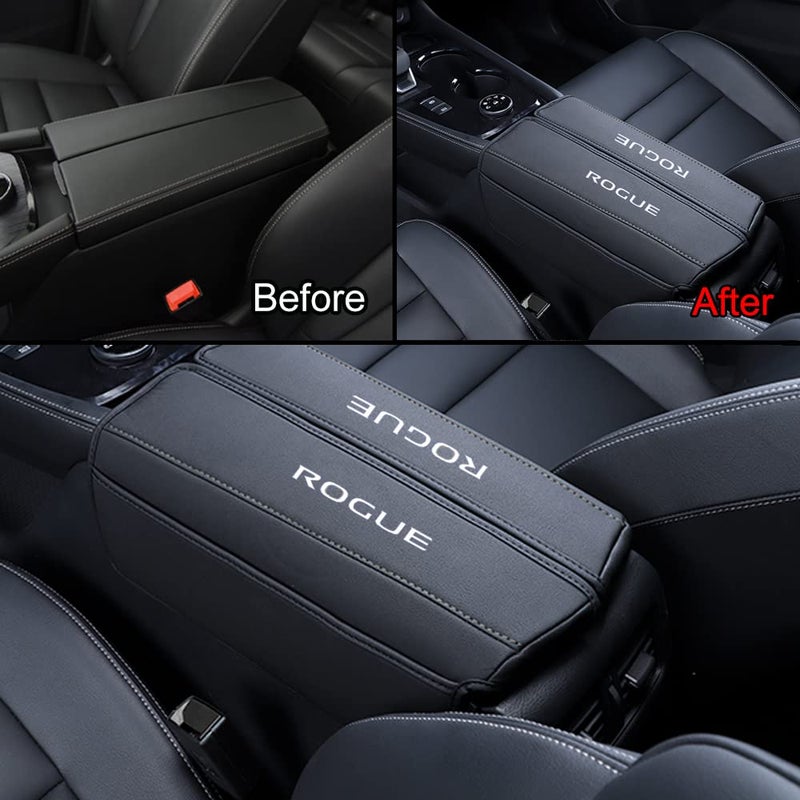 XITER 1PC Leather Center Console Armrest Cover with Side Pockets for Nissan Rogue 2021 2022 2023 2024 2025 2026 Accessories(Black Stitches) - Image 4