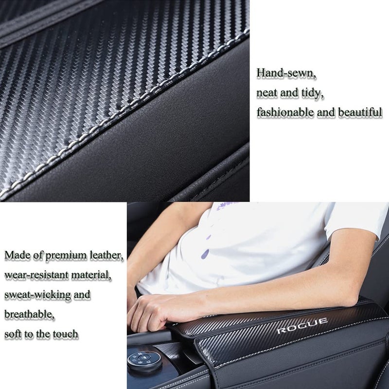 XITER 1PC Leather Center Console Armrest Cover with Side Pockets for Nissan Rogue 2021 2022 2023 2024 2025 2026 Accessories(Black Stitches) - Image 5