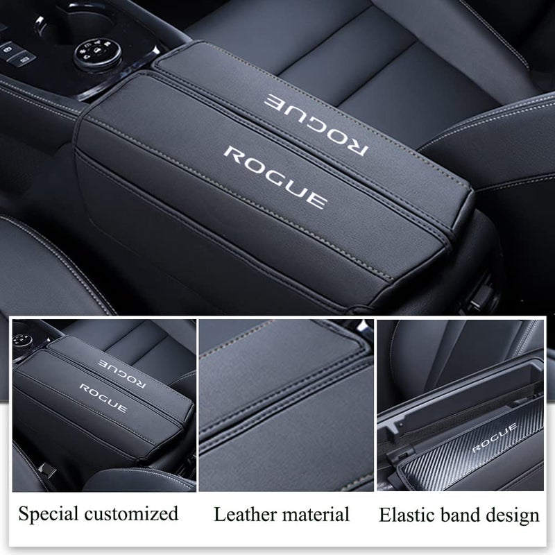 XITER 1PC Leather Center Console Armrest Cover with Side Pockets for Nissan Rogue 2021 2022 2023 2024 2025 2026 Accessories(Black Stitches) - Image 3