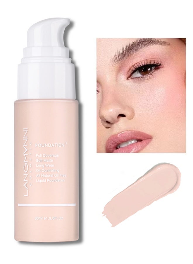 LANGMANNI Liquid Foundation 30ml, Waterproof For Oily/Sensitive Skin (#01) - Image 1