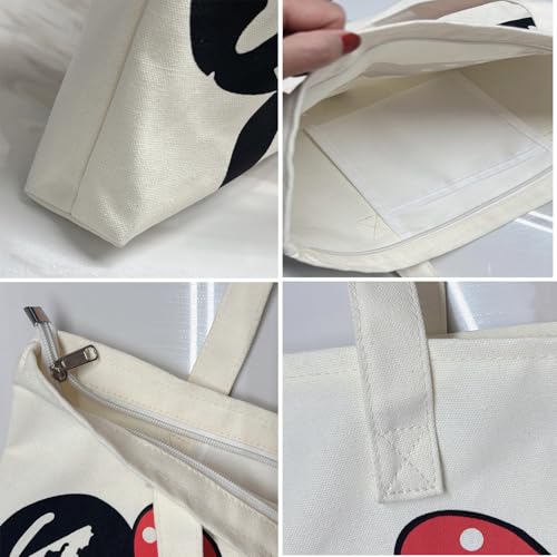 Charmory Cute Tote Bag gift bag Party favor for Women, Reusable Canvas Tote Bag for Work Beach Travel with Zipper and Inner Pocket - Image 2
