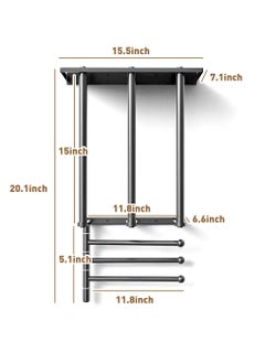 XiuWoo 2-in-1 Design Towel Rack, Metal Towel Holder Bath Set for Bathroom Wall Mounted with 180° Rotation Swivel Towel Bar Holds 7 Large Towels for Modern Small Space Bathroom Towel Storage  - Image 5