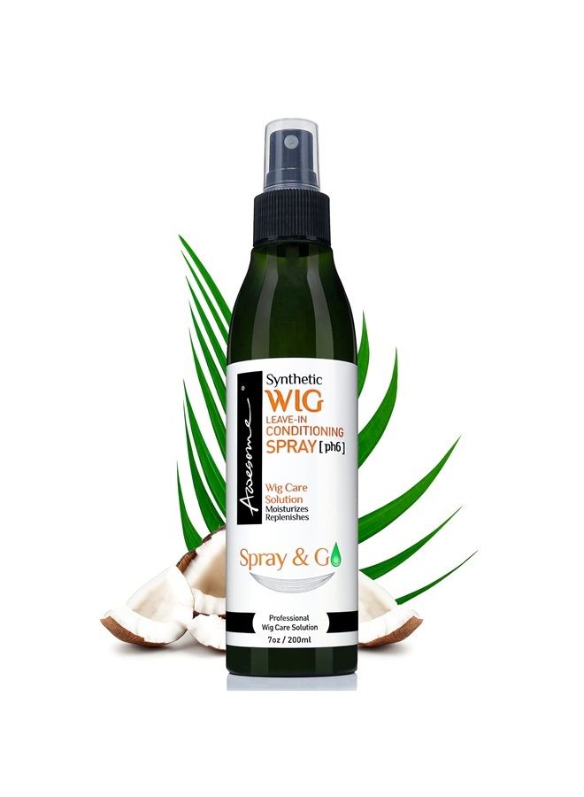 Awesome Synthetic Wig Leave-in Conditioner Spray, pH6, Professional Wig Care Solution, Detangle Spray, Moisturizes & Replenishes Synthetic Wigs, Easy Combing, Contains Coconut Oil, 7 fl oz - Image 1