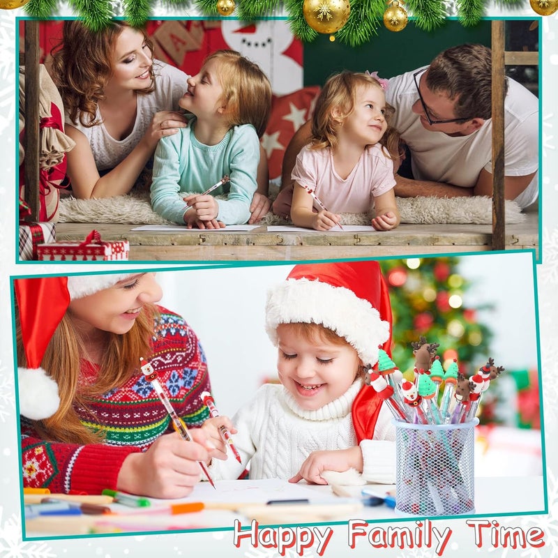 klarako Christmas Multi Point Stackable Push Pencil with Christmas Santa Claus, Christmas Tree, Snowman, Elk for Kids Classroom Rewards, Christmas Favors Prize Stuffers (24 Pieces) - Image 4
