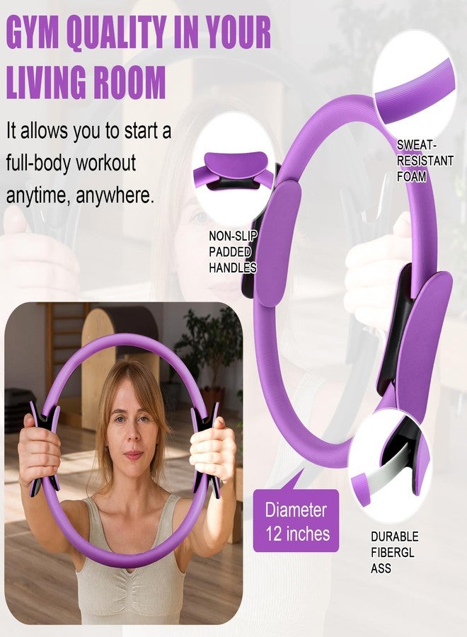 Silipull Pilates Ring Set for Women Exercise Equipment with 9 Inch Yoga Ball, Figure 8 Resistance Band, Sliding Disks, Yoga Bands Accessories Pilates Ring and Ball Set for Beginners Home Workouts - Image 2